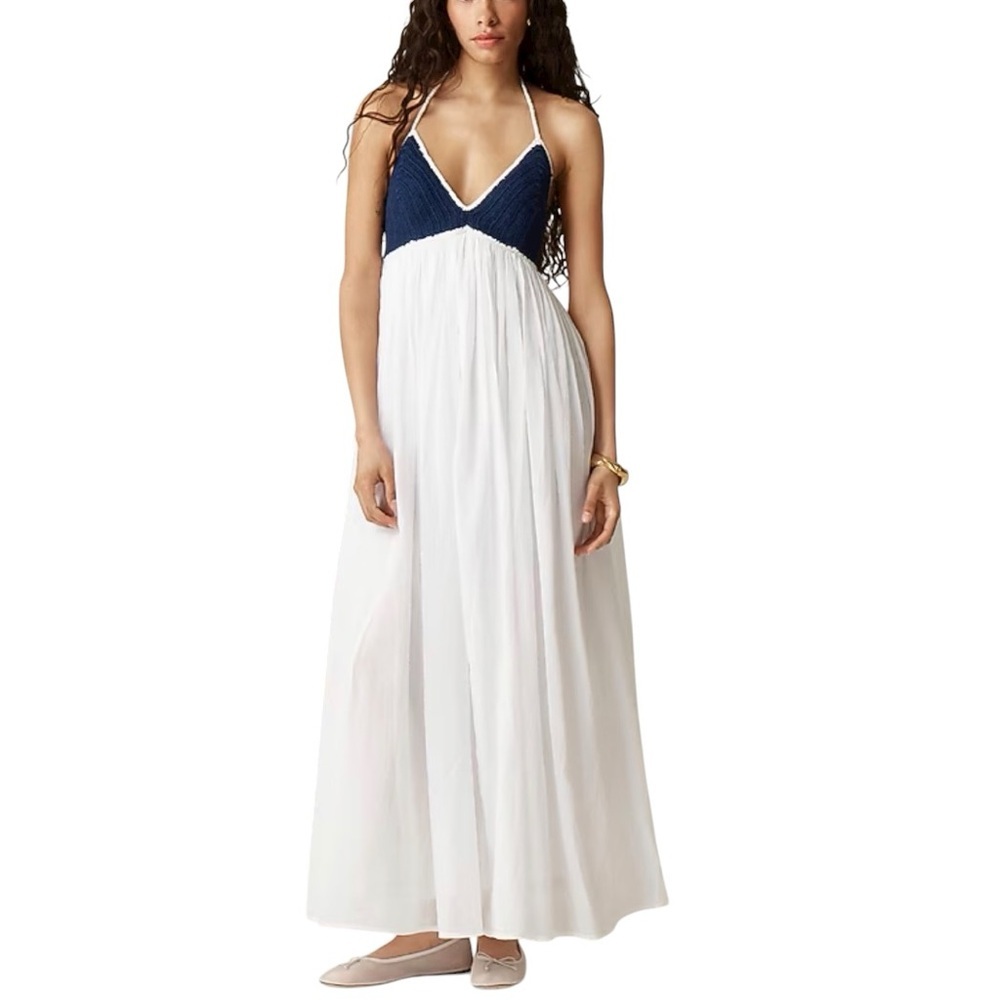 J. Crew Navy and White Maxi Dress